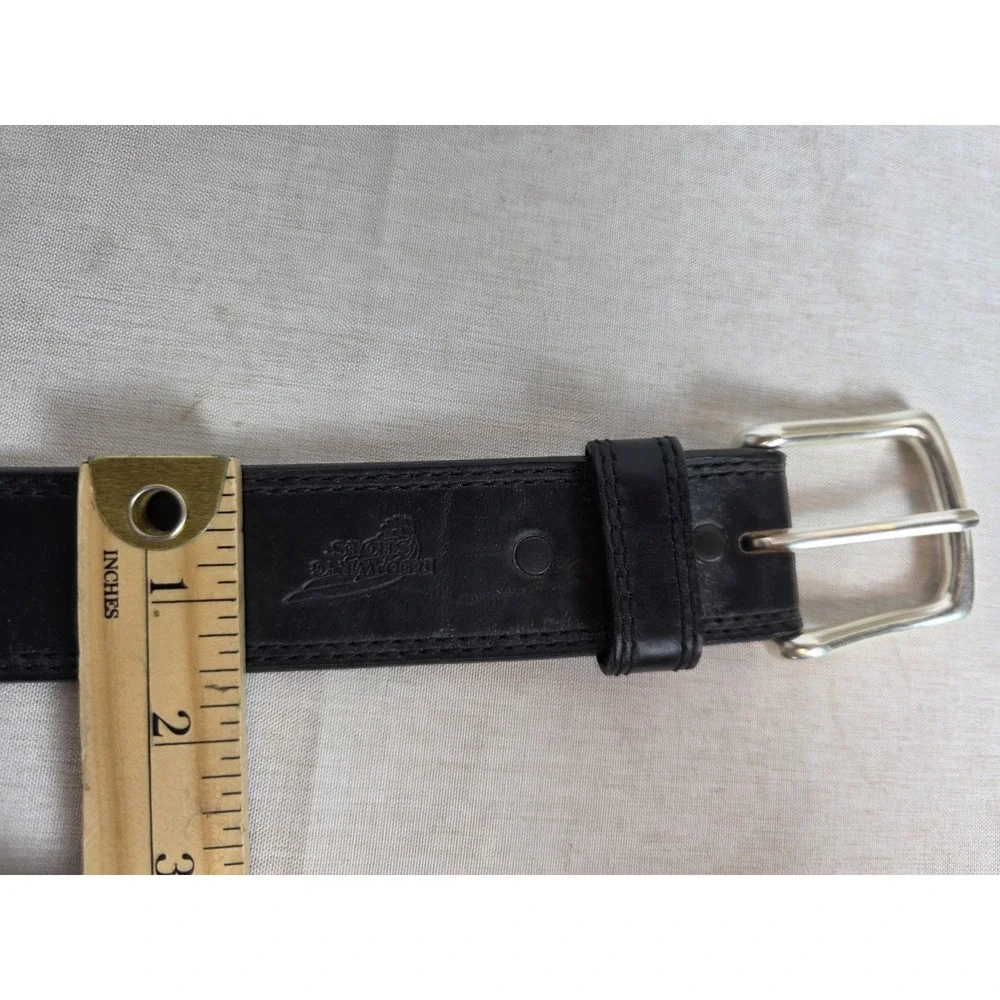 Red Wing 96519 Black Leather Belt Size 46 Made in‎ USA Solid Brass Buckle